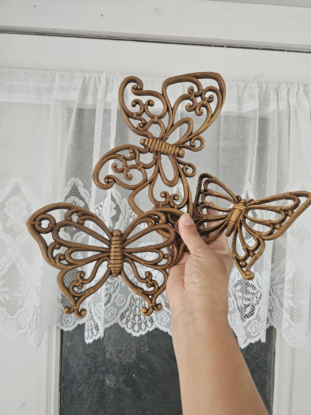 Homco Bronze Metal Butterfly Wall Trio